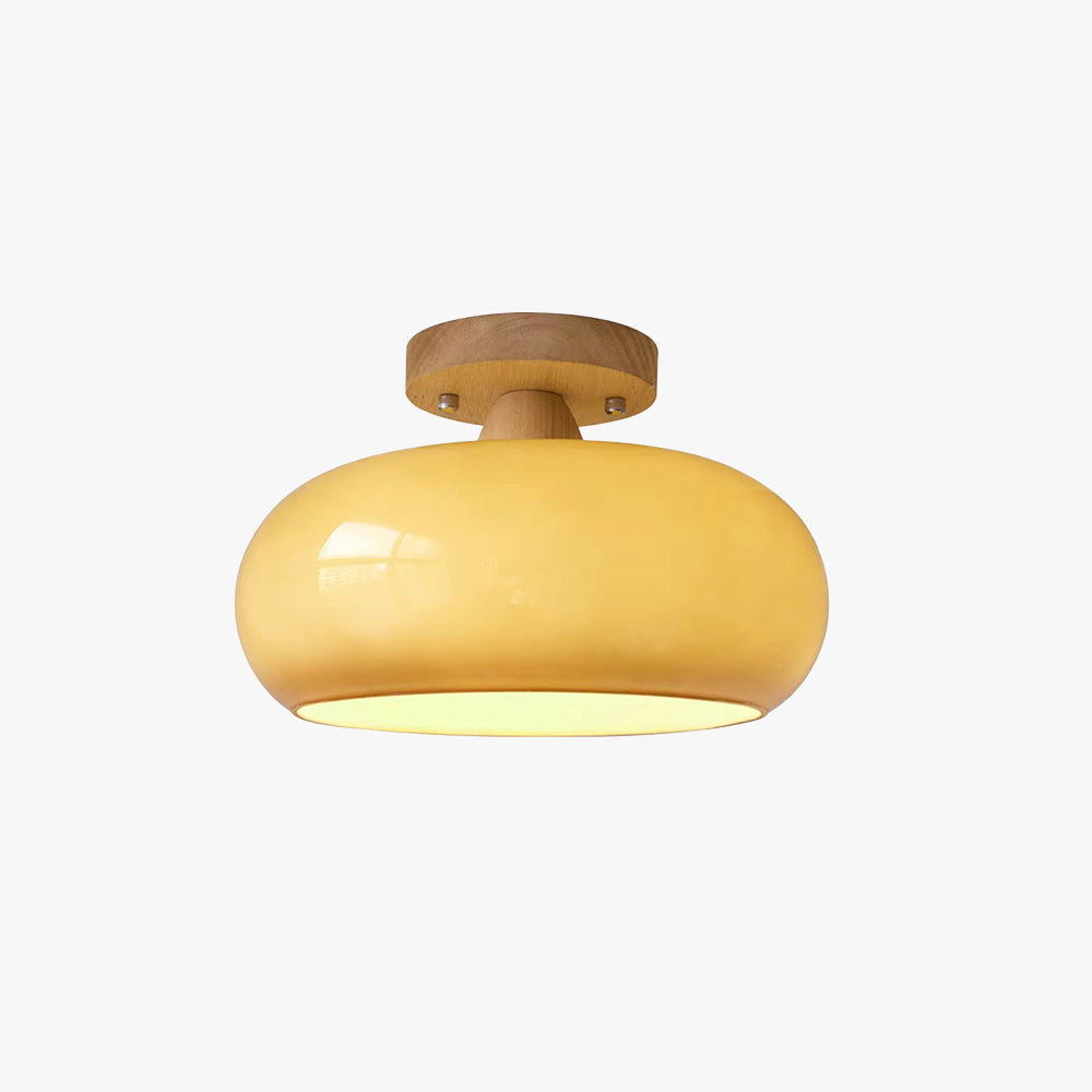 Elara Haus Flush Mount Ceiling Light - Wood and Glass LED Ceiling Lights 1