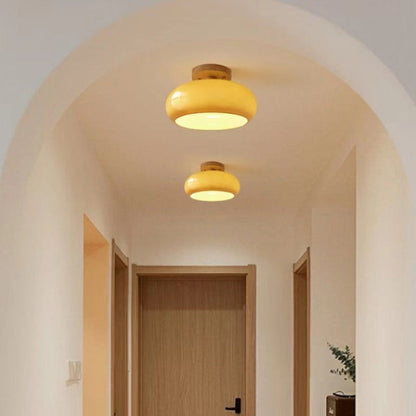 Elara Haus Flush Mount Ceiling Light - Wood and Glass LED Ceiling Lights 2