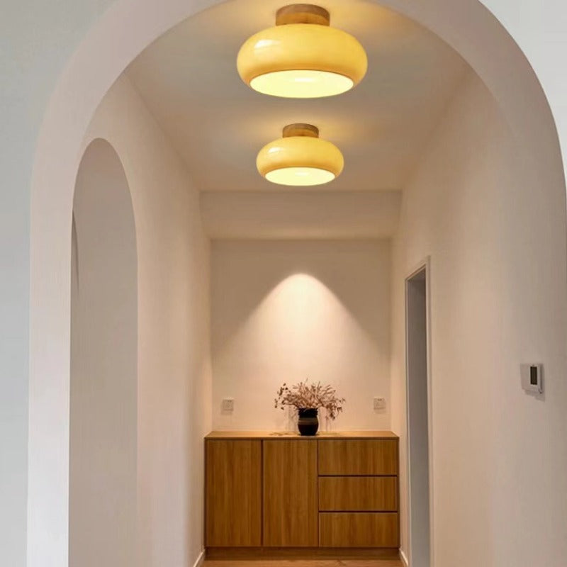 Elara Haus Flush Mount Ceiling Light - Wood and Glass LED Ceiling Lights 5