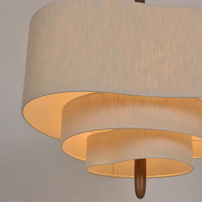 Elara Haus Pendant Lamp - Fabric Shade Kitchen Pendant Lighting Walnut Finish 5