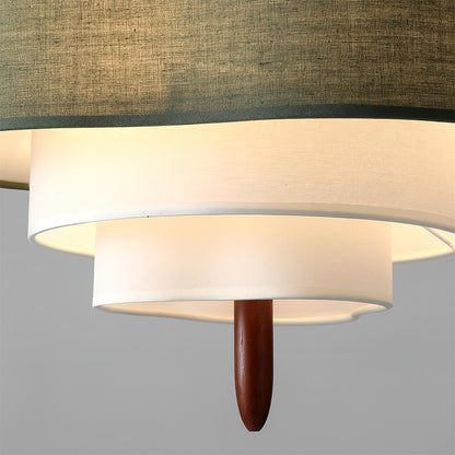 Elara Haus Pendant Lamp - Fabric Shade Kitchen Pendant Lighting Walnut Finish 6