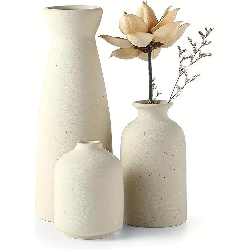 Elara Haus speckled ceramic vase, part of a 3-piece set for modern flower arrangements