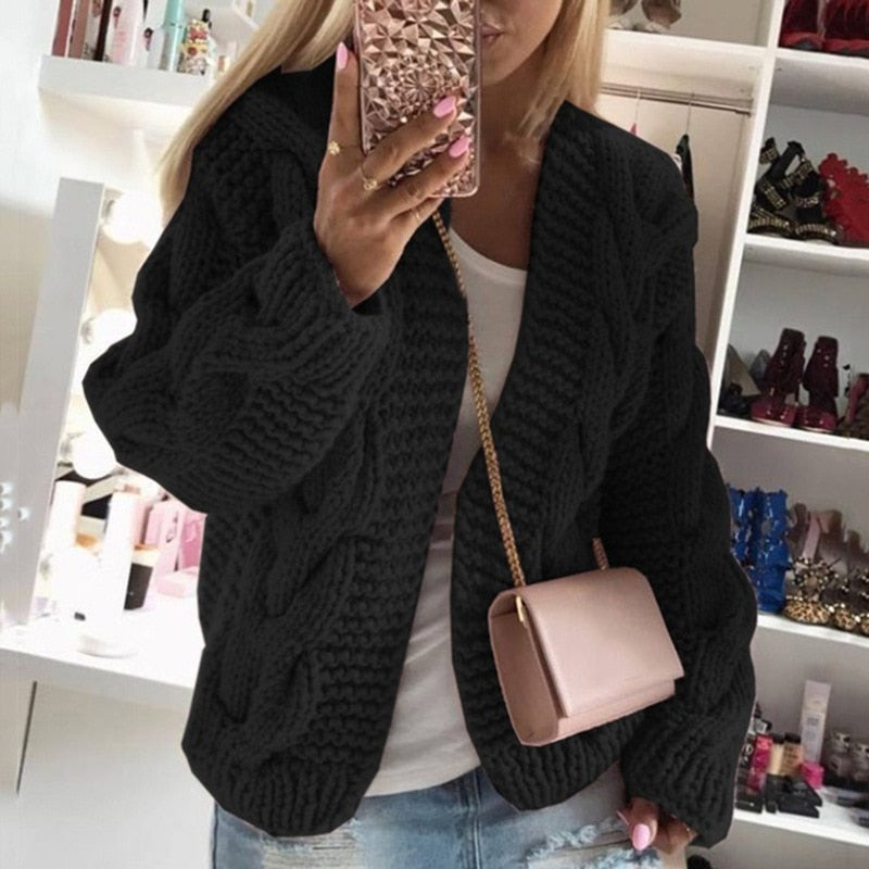 Daniela | Damen Grobstrick Cardigan mit offener Vorderseite - Image 1