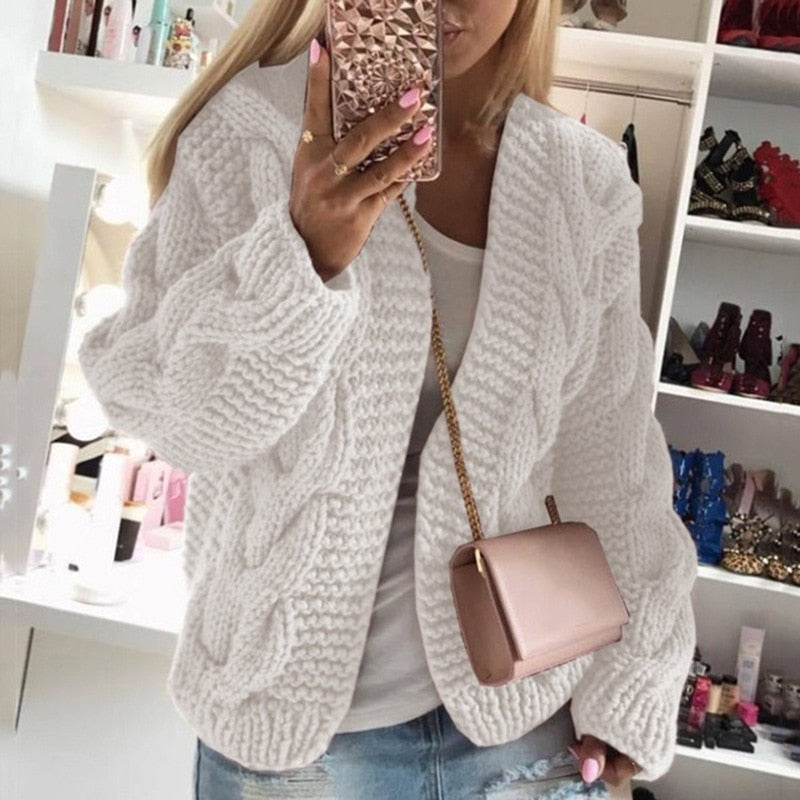 Daniela | Damen Grobstrick Cardigan mit offener Vorderseite - Image 4