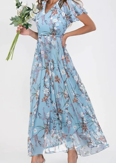 Image of Dames Bloemen A-lijn Maxi Jurk