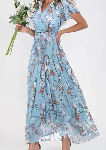 Image of Dames Bloemen A-lijn Maxi Jurk