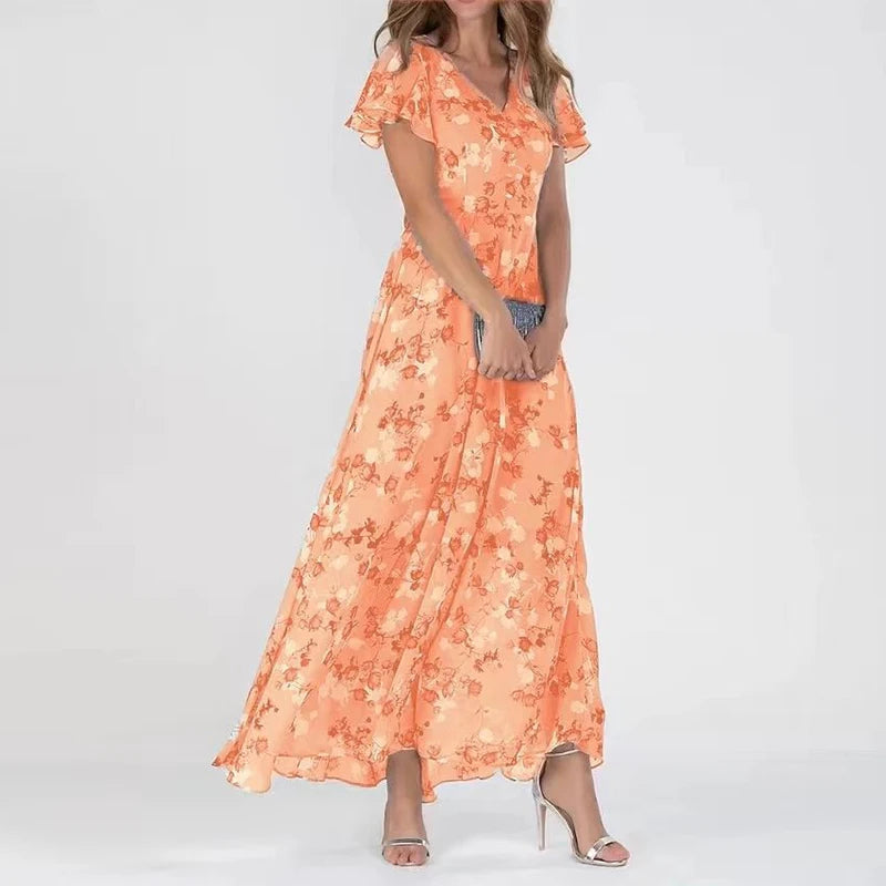 Image of Dames Bloemen A-lijn Maxi Jurk
