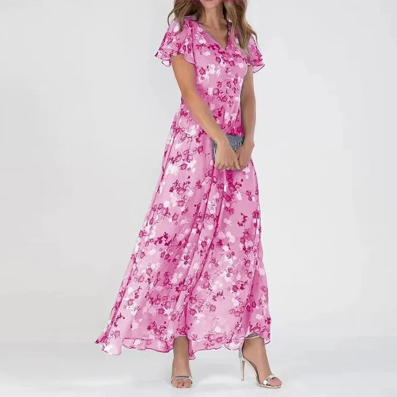 Image of Dames Bloemen A-lijn Maxi Jurk