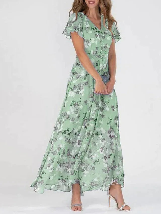 Image of Dames Bloemen A-lijn Maxi Jurk