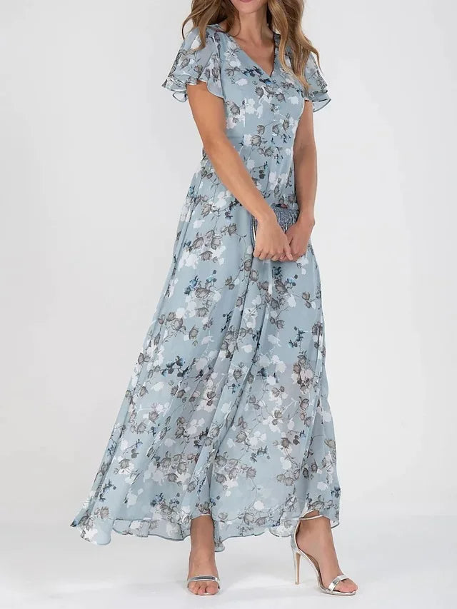 Image of Dames Bloemen A-lijn Maxi Jurk