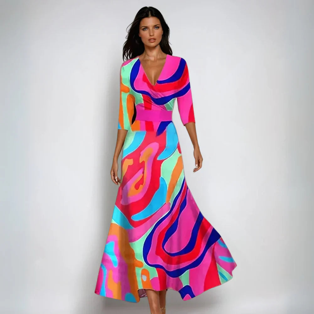 Image of Dames Bloemen Maxi-wikkeljurk