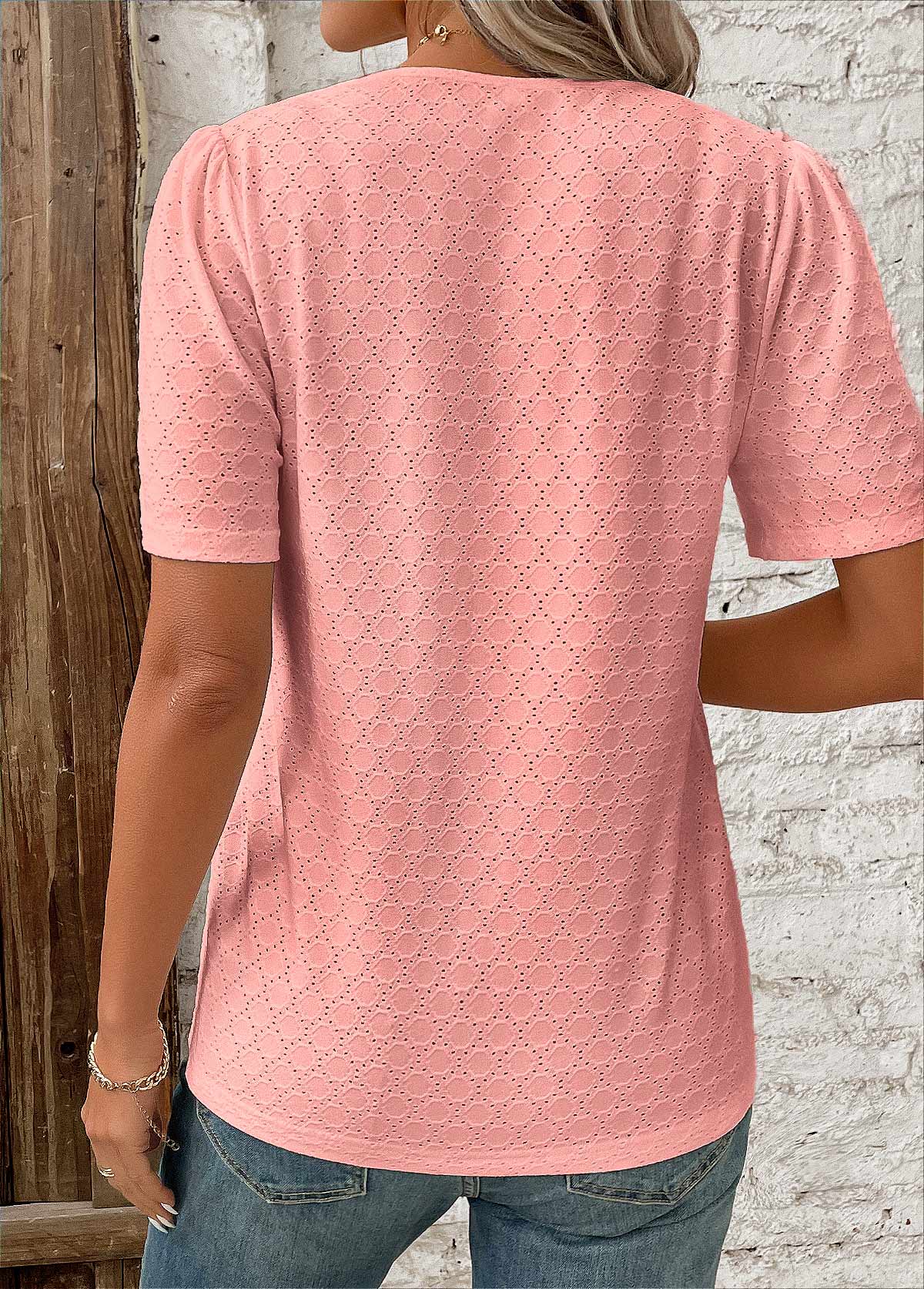 Image of Dames Blouse met Korte Mouwen en Knoopsluiting