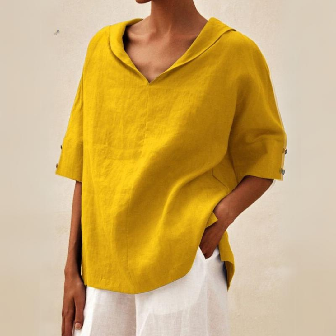Image of Dames Blouse met Kraag en Korte Mouwen