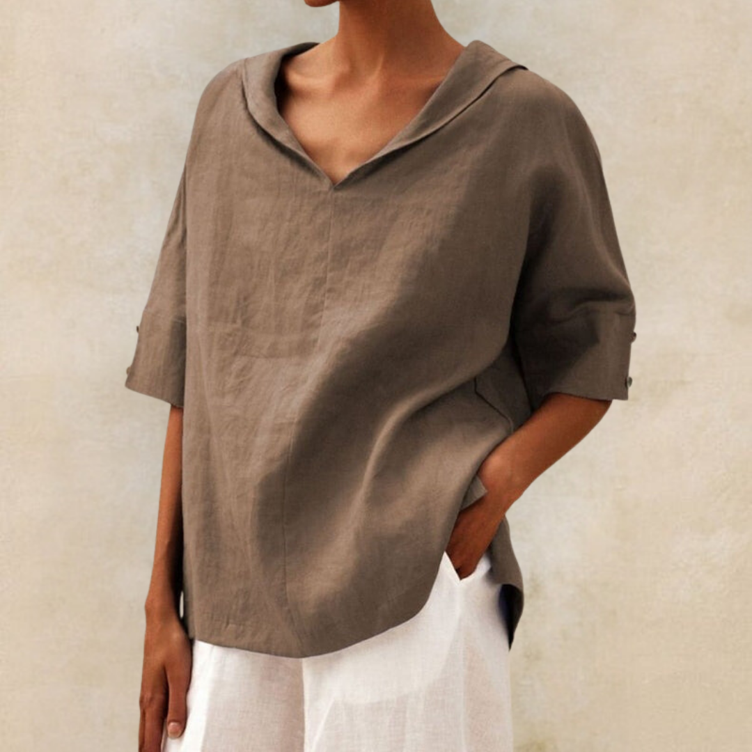 Image of Dames Blouse met Kraag en Korte Mouwen