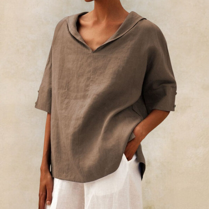 Image of Dames Blouse met Kraag en Korte Mouwen