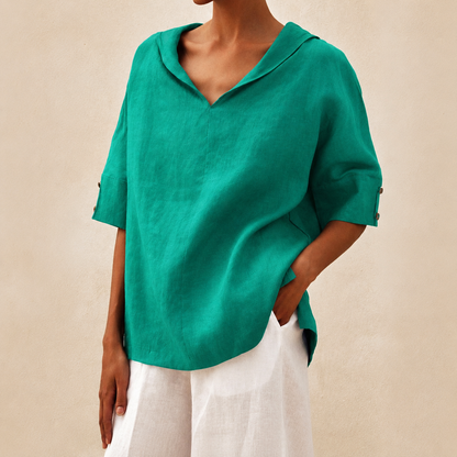 Dames Blouse met Kraag en Korte Mouwen - Image 1