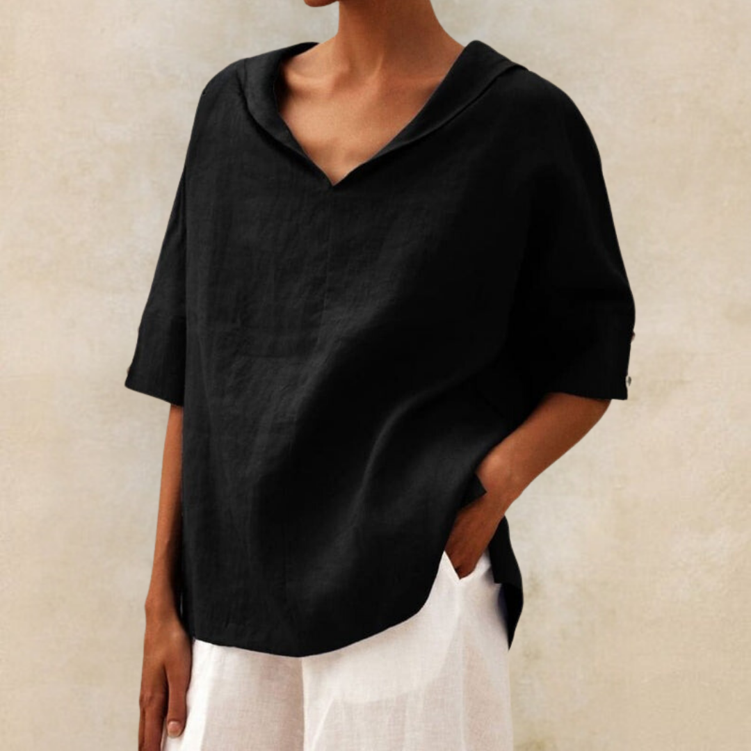 Image of Dames Blouse met Kraag en Korte Mouwen