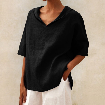 Image of Dames Blouse met Kraag en Korte Mouwen