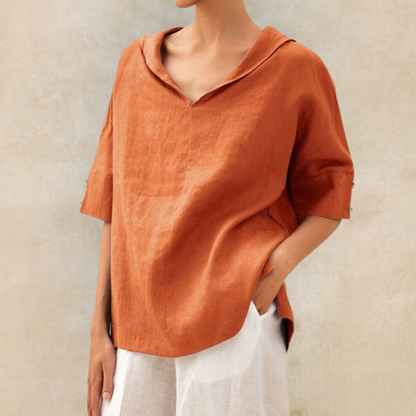 Image of Dames Blouse met Kraag en Korte Mouwen