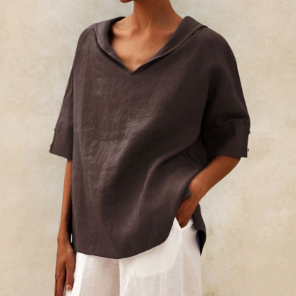 Image of Dames Blouse met Kraag en Korte Mouwen
