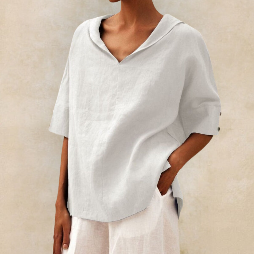 Image of Dames Blouse met Kraag en Korte Mouwen