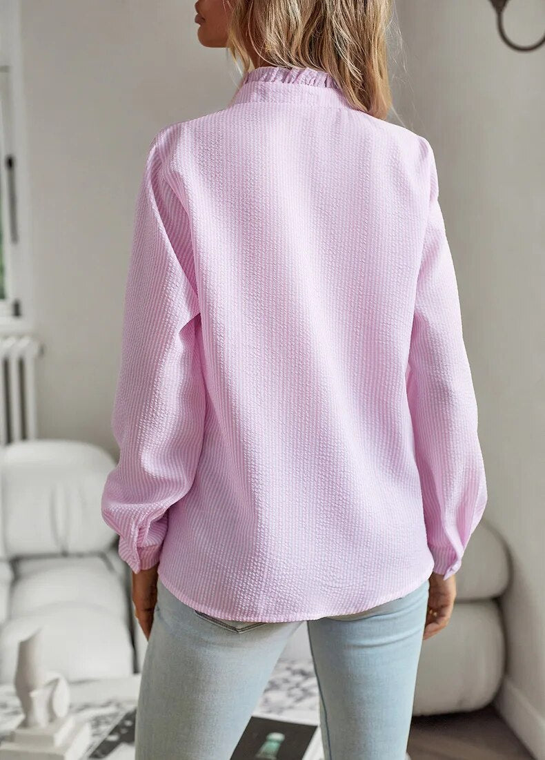 Image of Dames Blouse met Lange Mouwen en Ruches