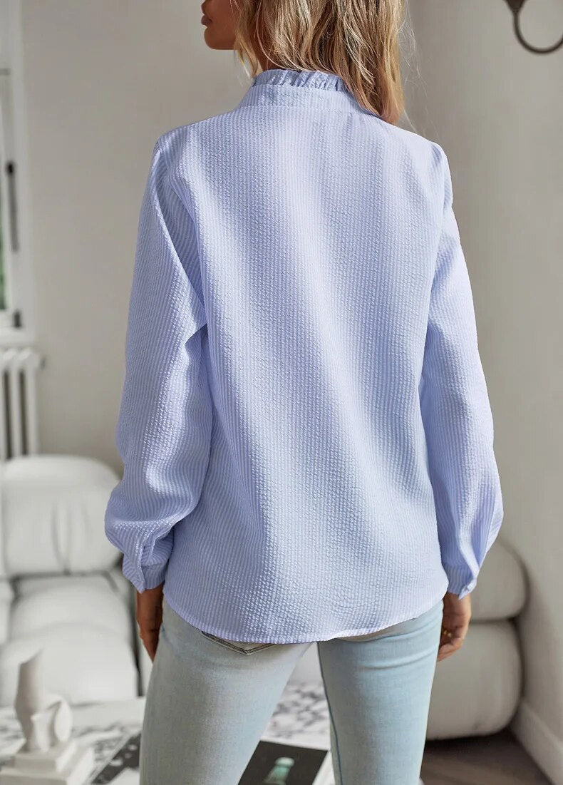Image of Dames Blouse met Lange Mouwen en Ruches