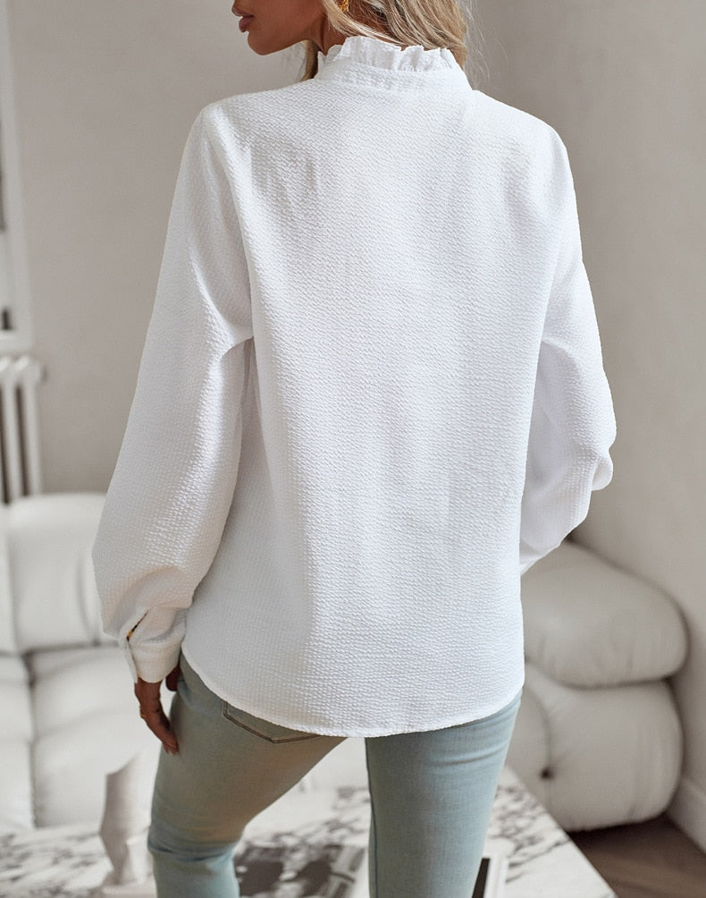 Image of Dames Blouse met Lange Mouwen en Ruches