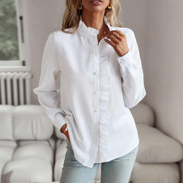 Image of Dames Blouse met Lange Mouwen en Ruches