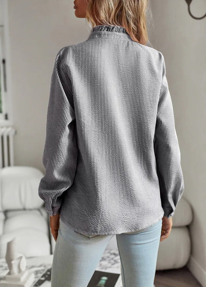 Image of Dames Blouse met Lange Mouwen en Ruches