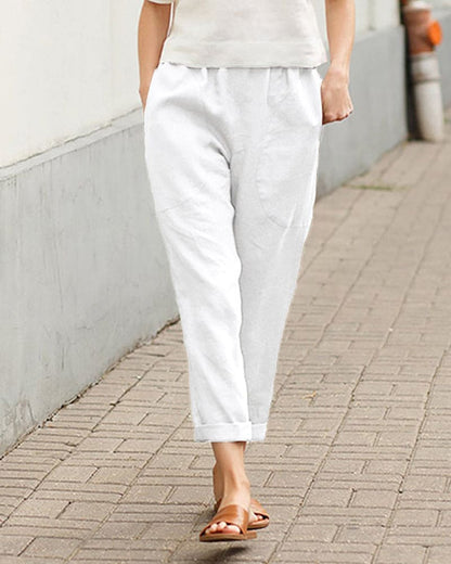Image of Dames Cropped Broek met Elastische Taille