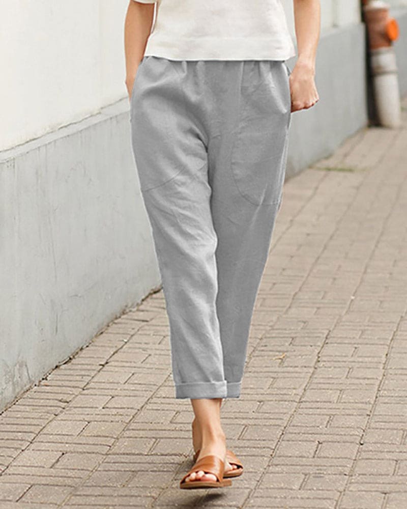 Image of Dames Cropped Broek met Elastische Taille