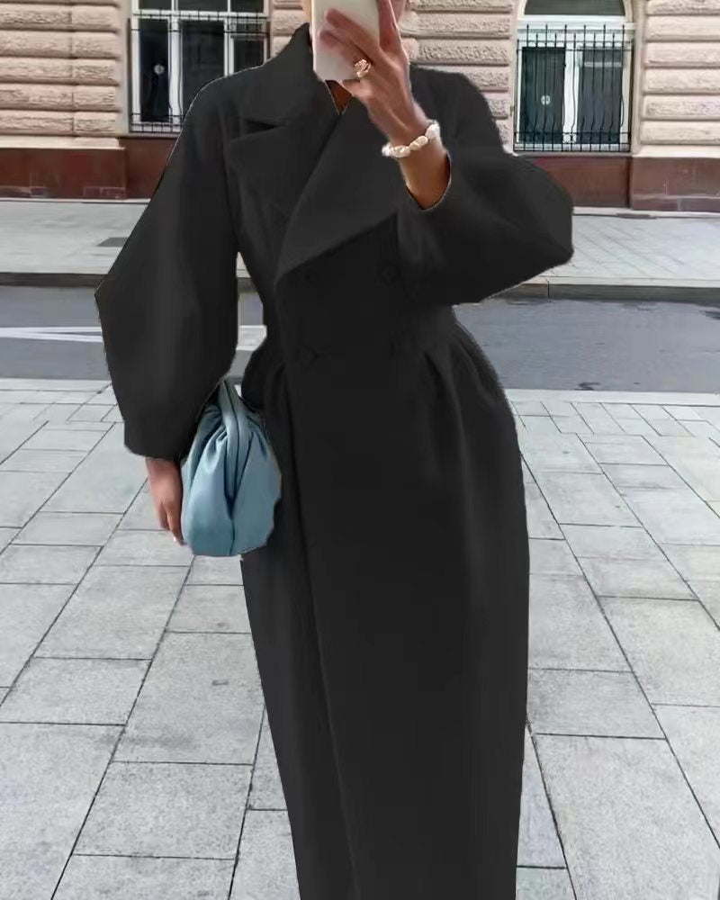 Image of Dames Double-Breasted Maxi Wikkeljas