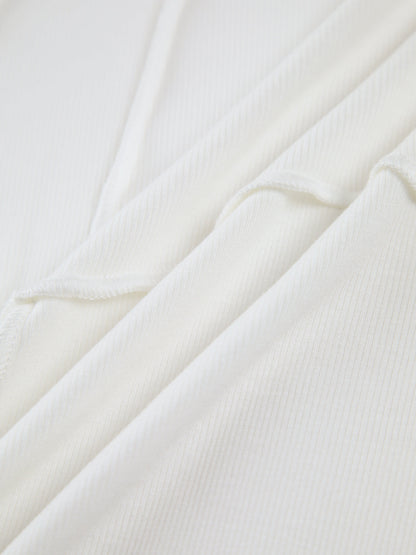 Image of Dames Fitted Ribgebreide Top met Lange Mouwen