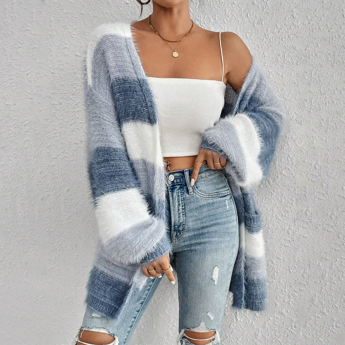 Image of Dames Gestreept Open Vest
