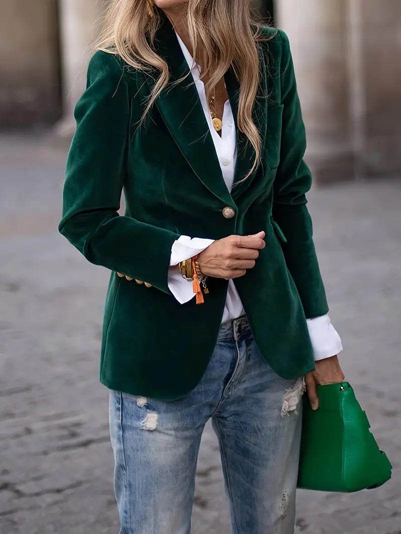 Image of Dames Getailleerde Velvet Blazer