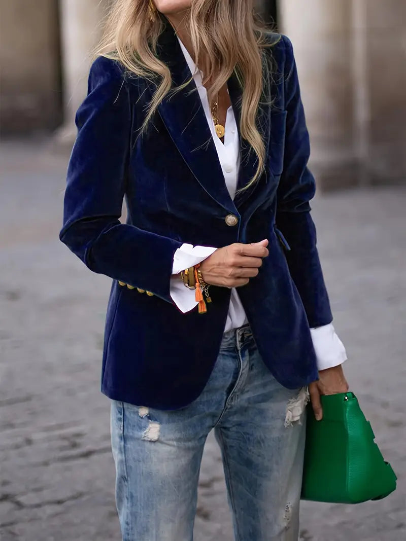 Image of Dames Getailleerde Velvet Blazer