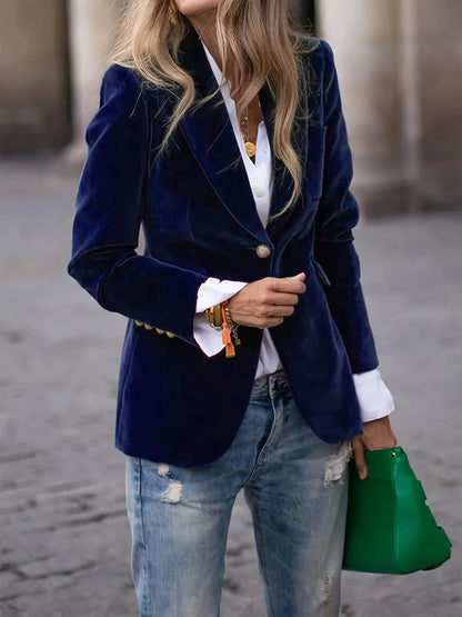 Image of Dames Getailleerde Velvet Blazer