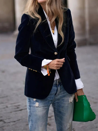 Image of Dames Getailleerde Velvet Blazer