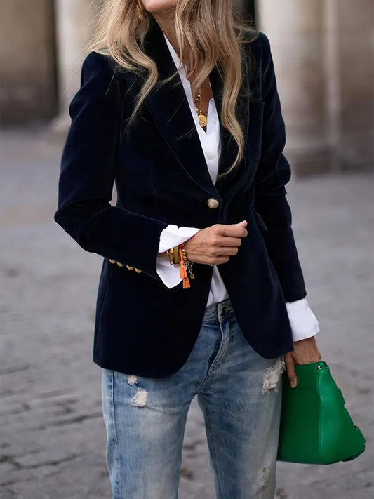 Image of Dames Getailleerde Velvet Blazer
