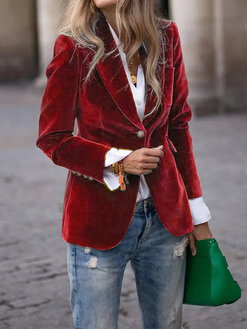 Image of Dames Getailleerde Velvet Blazer