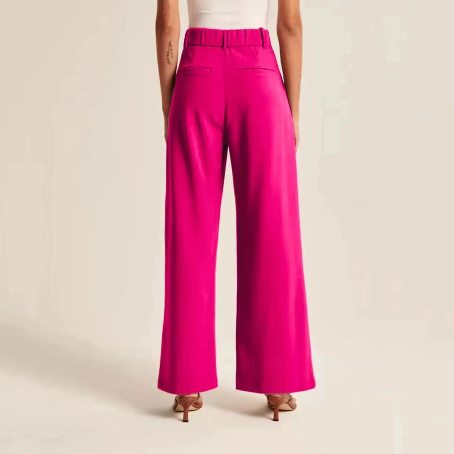 Image of Dames High Waist Wijde Pijpen Broek