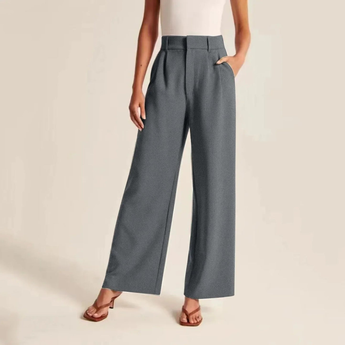 Image of Dames High Waist Wijde Pijpen Broek