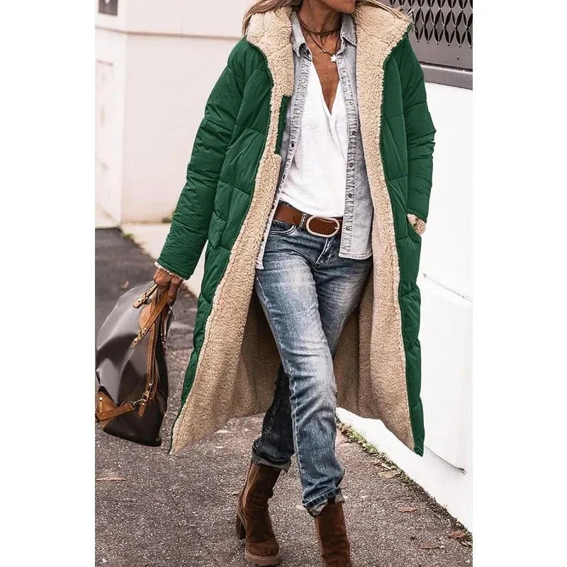Image of Dames Hooded Longline Puffer Jacket