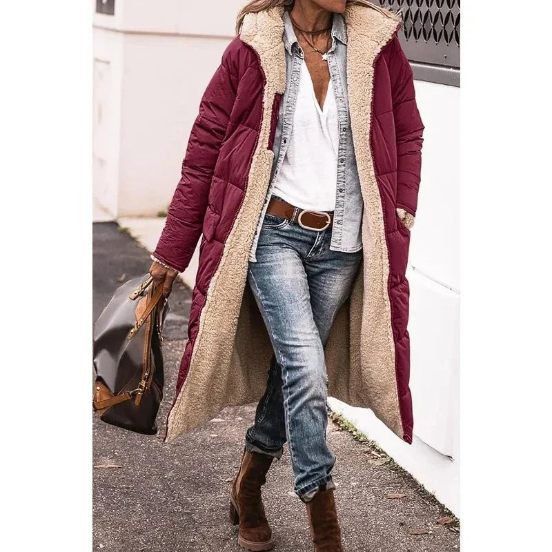 Image of Dames Hooded Longline Puffer Jacket