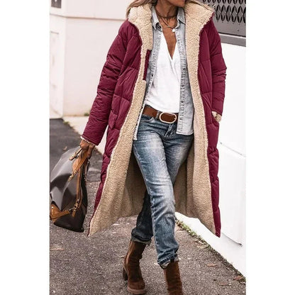 Image of Dames Hooded Longline Puffer Jacket