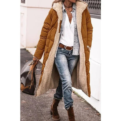 Image of Dames Hooded Longline Puffer Jacket