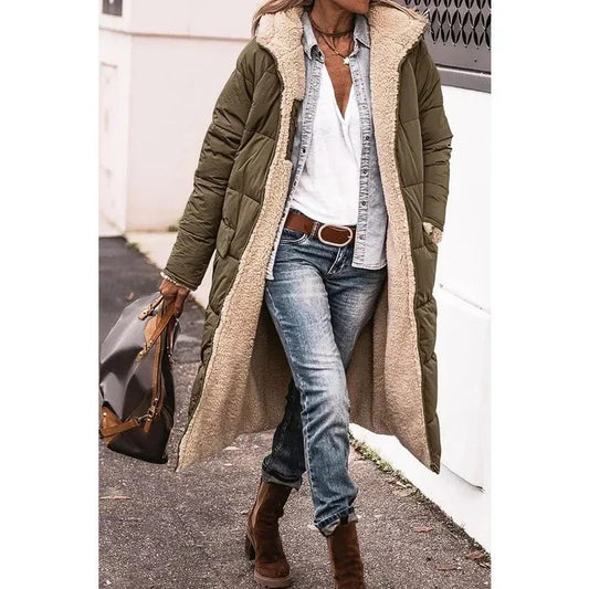 Image of Dames Hooded Longline Puffer Jacket