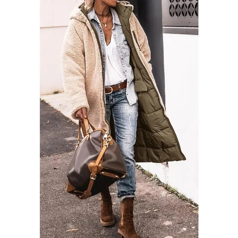 Image of Dames Hooded Longline Puffer Jacket