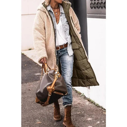 Image of Dames Hooded Longline Puffer Jacket